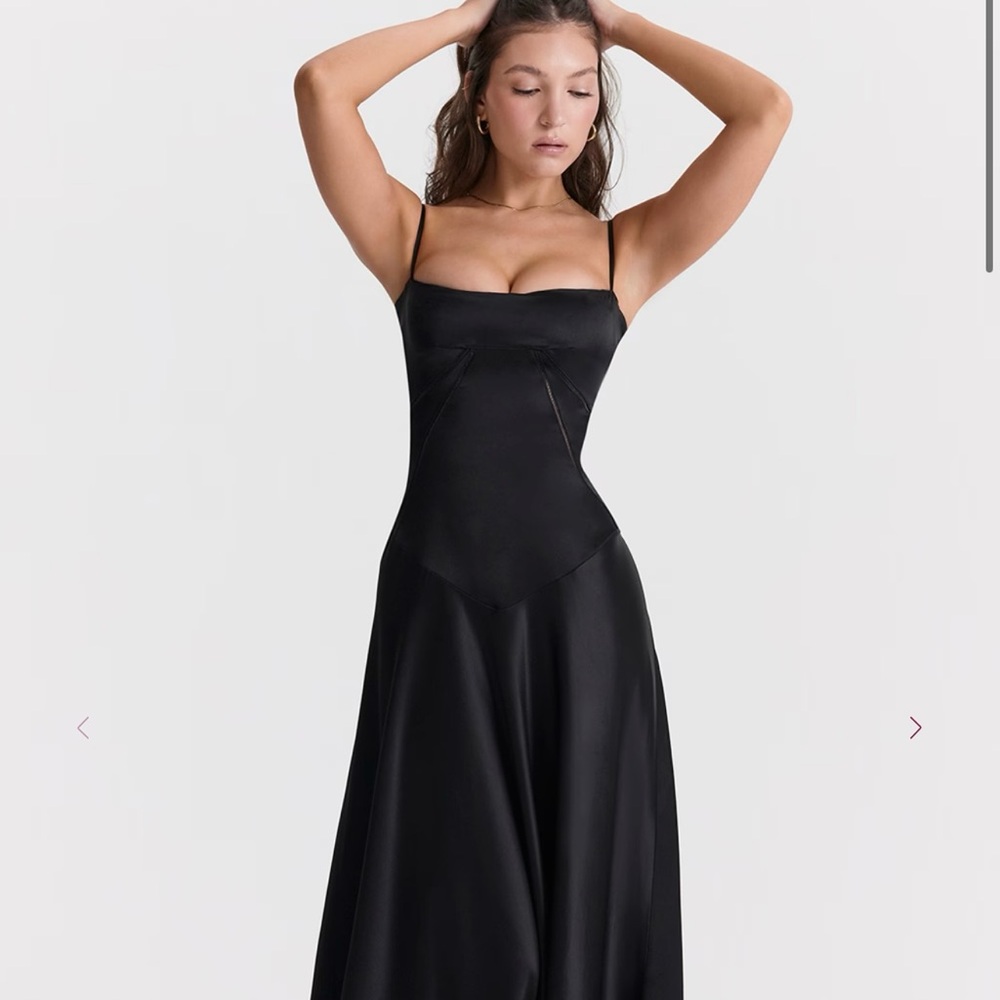House of CB ANABELLA Black Lace Up Maxi Dress
